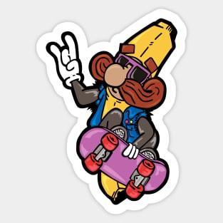 Banana Skateboarder Sticker